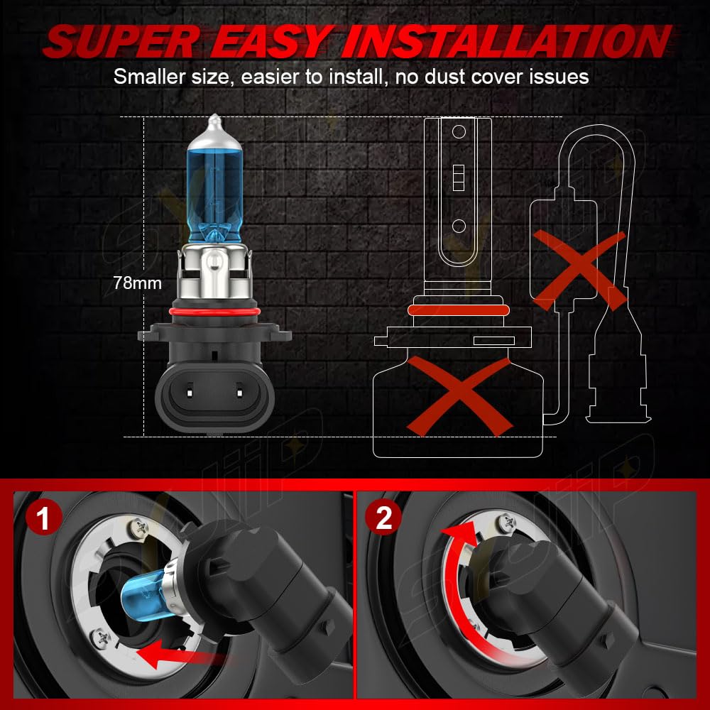 SYJIIP Halogen Headlight Bulbs 9005 High Beam & 9006 Low Beam, 6000K White, Pack of 4, Compatible with Dodge Journey 2009-201