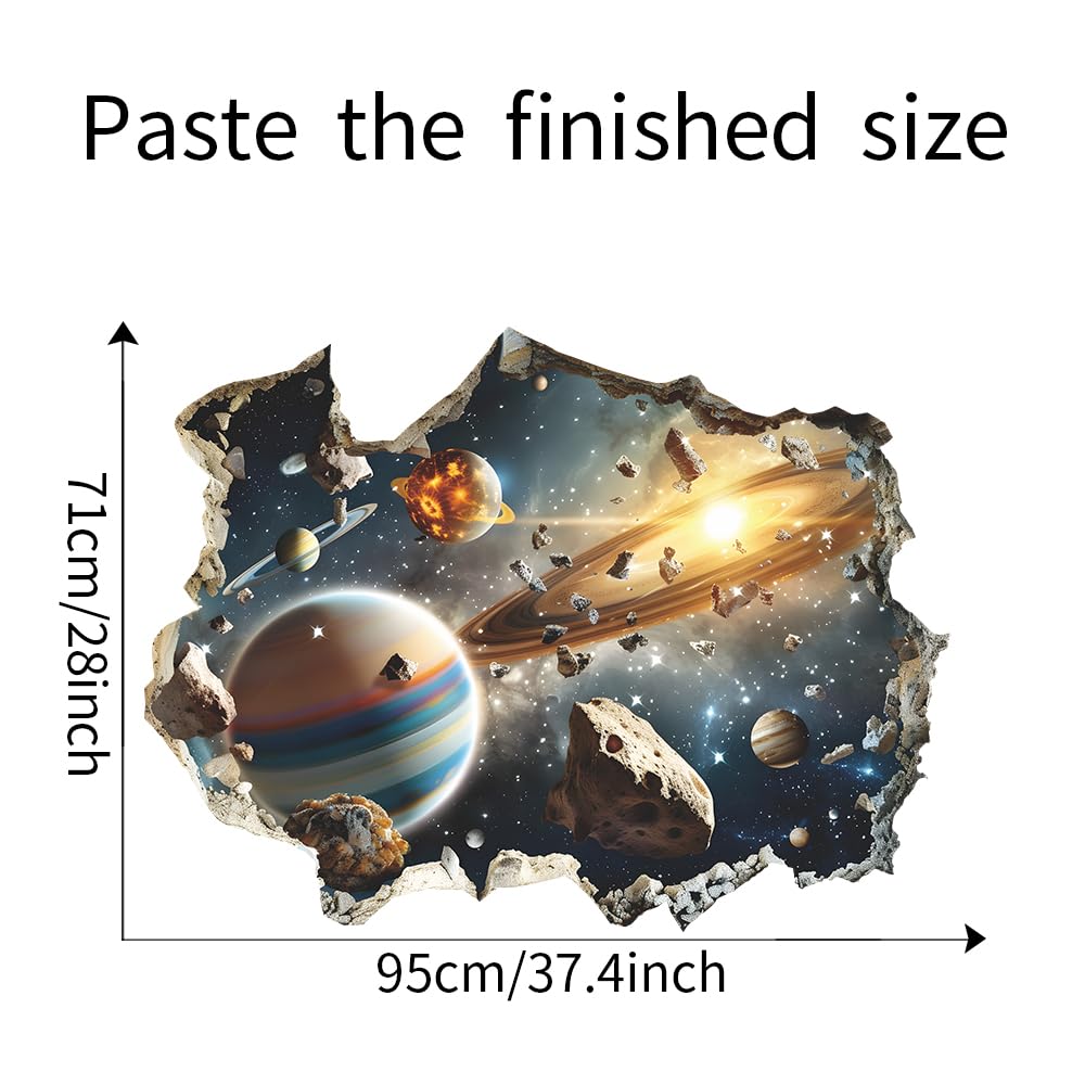 Quanhaigou 3D Galaxy Outer Space Wall Decals Stickers Wall Murals Wallpaper Decor for Home Floor Living Room (Universe Planet)