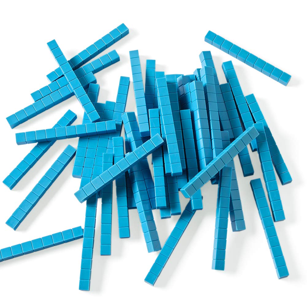 hand2mind Blue Plastic Base Ten Blocks Rods Set, Place Value Blocks, Counting Cubes, Base 10 Math Manipulatives, Teacher Supplies for Math Classroom, Montessori Math Materials (Set of 50)