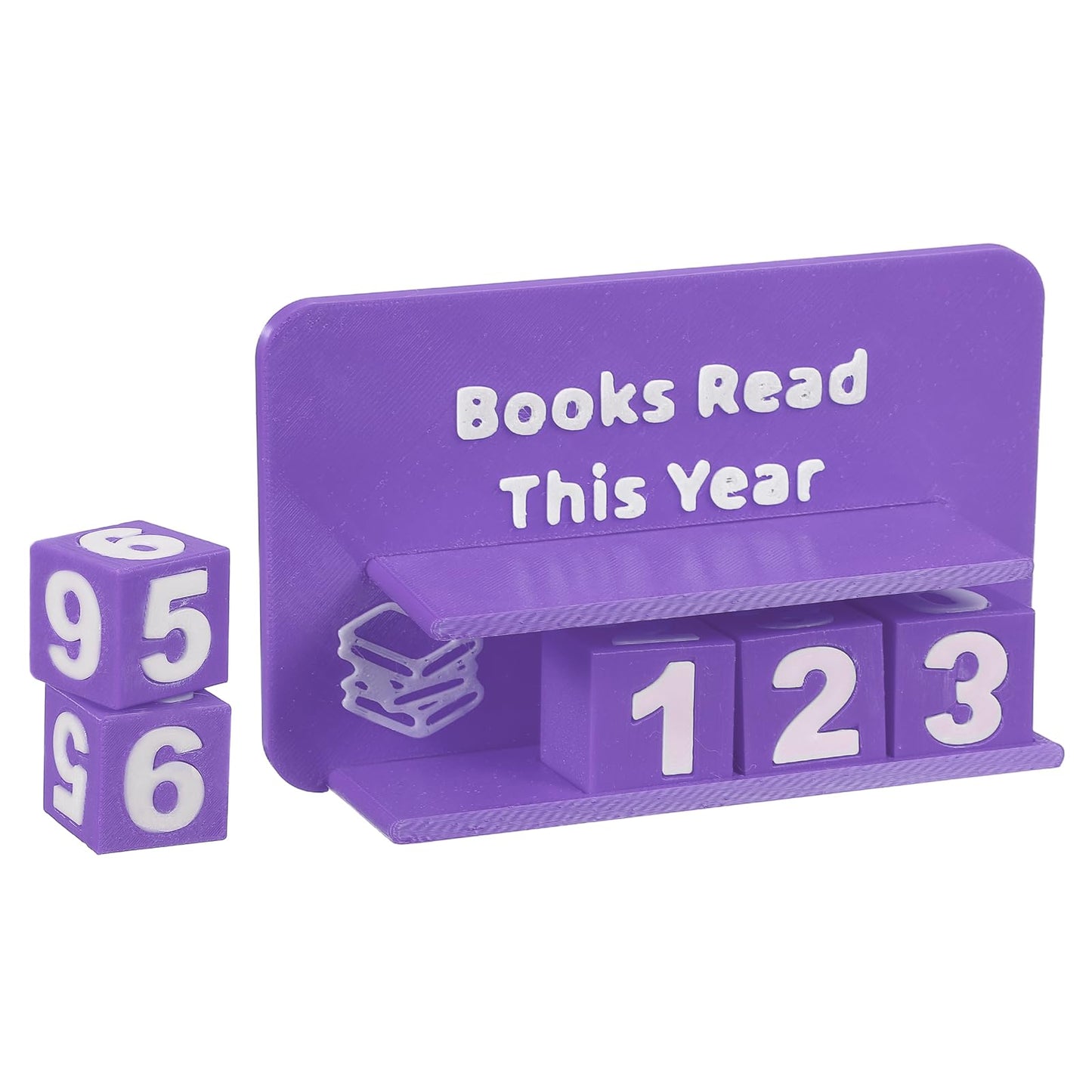 PATIKIL Books Read This Year Tracker, 3D Reading Challenge Counter Sign Library Bookshelf Decor Reading Challenge Number Up to 999 Books Gift for Reader Book Lovers Teachers, Purple
