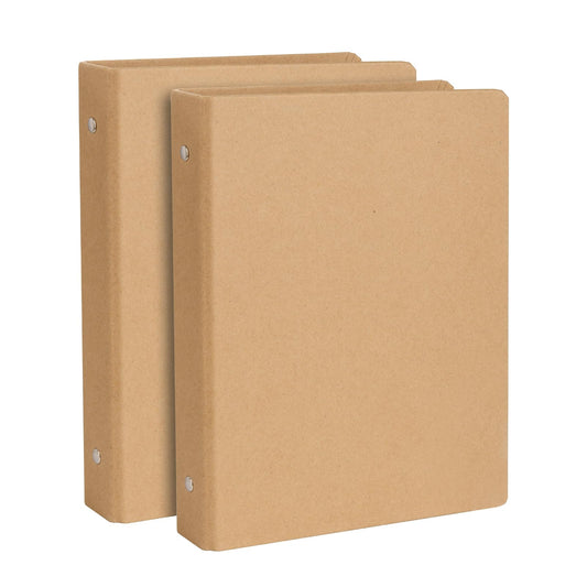 A5 Kraft Binder 6-Holds Round Ring Binder 2 Pack, Durable Binding Hard Cover Protector for Journal,Notebook,Inserted Sheets and Refill Paper,Fit for A5 6-Hole Paper,holds 200 Sheets Capacity (A5 Size)