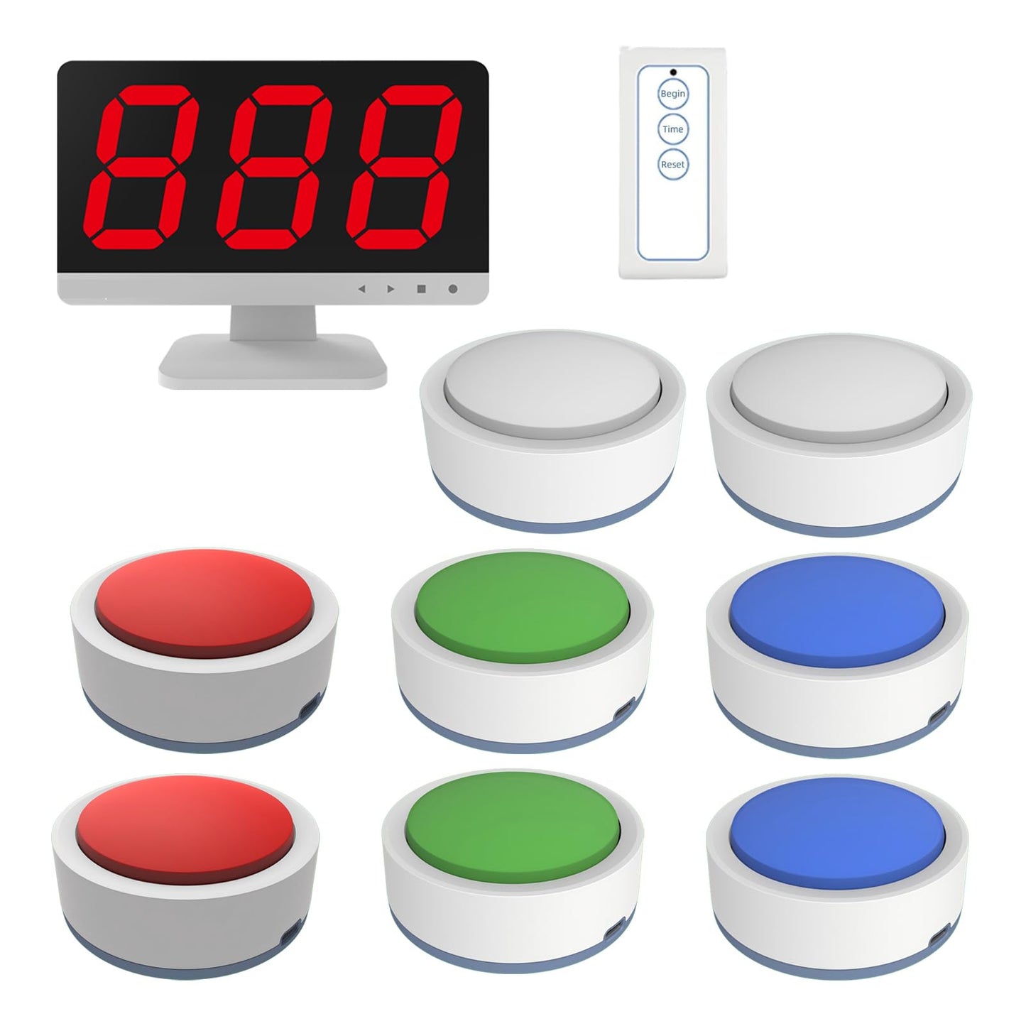 SavvyMate Game Buzzer System with Display, 8 Player Quiz Buzzers, Buzzers for Trivia Games, Game Show Buzzers, Voice Prompt Trivia Buzzer System for Classroom, Family Parties/Group Game Activities