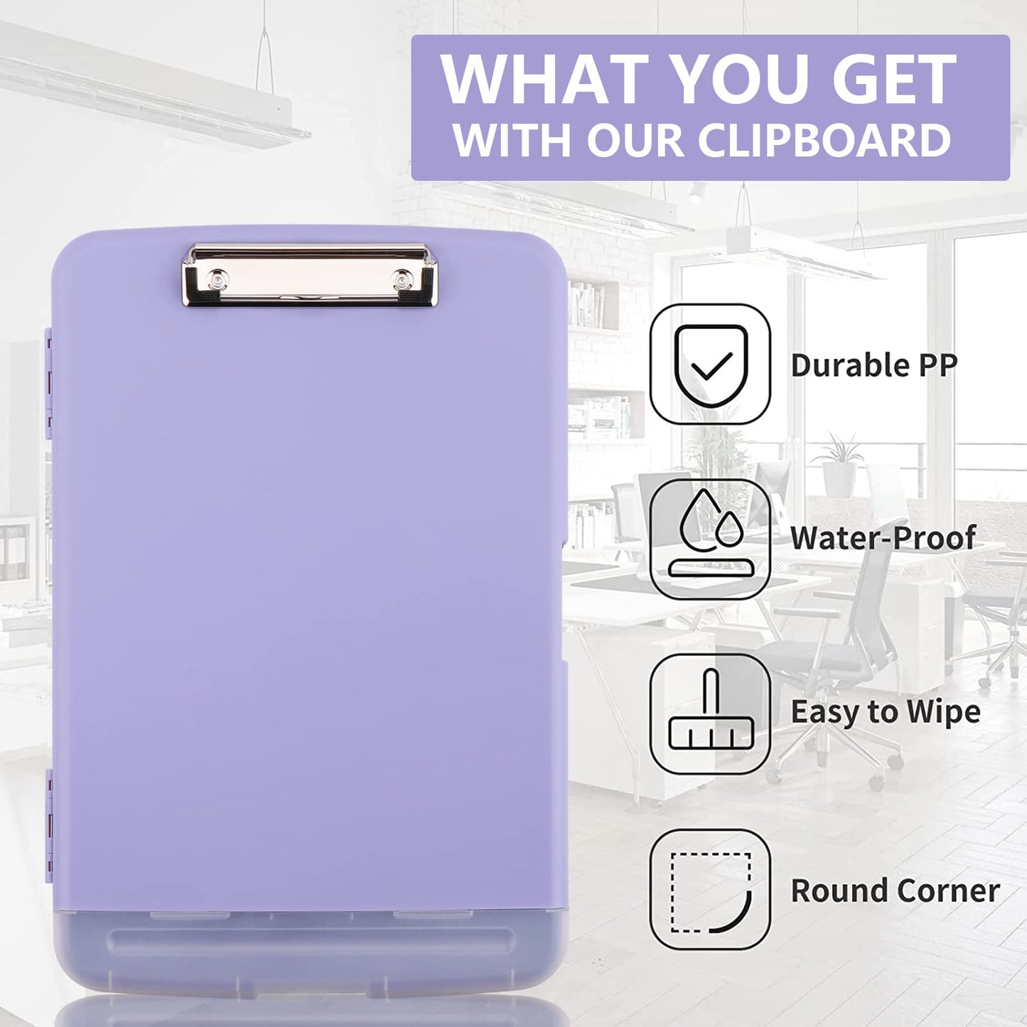 SFLHHDM Clipboard with Storage, Clip Boards 8.5x11, Plastic Clipboard with Pen Holder, Purple Clipboards, Clip Board Folder for Women Teachers Work, School & Office Supplies