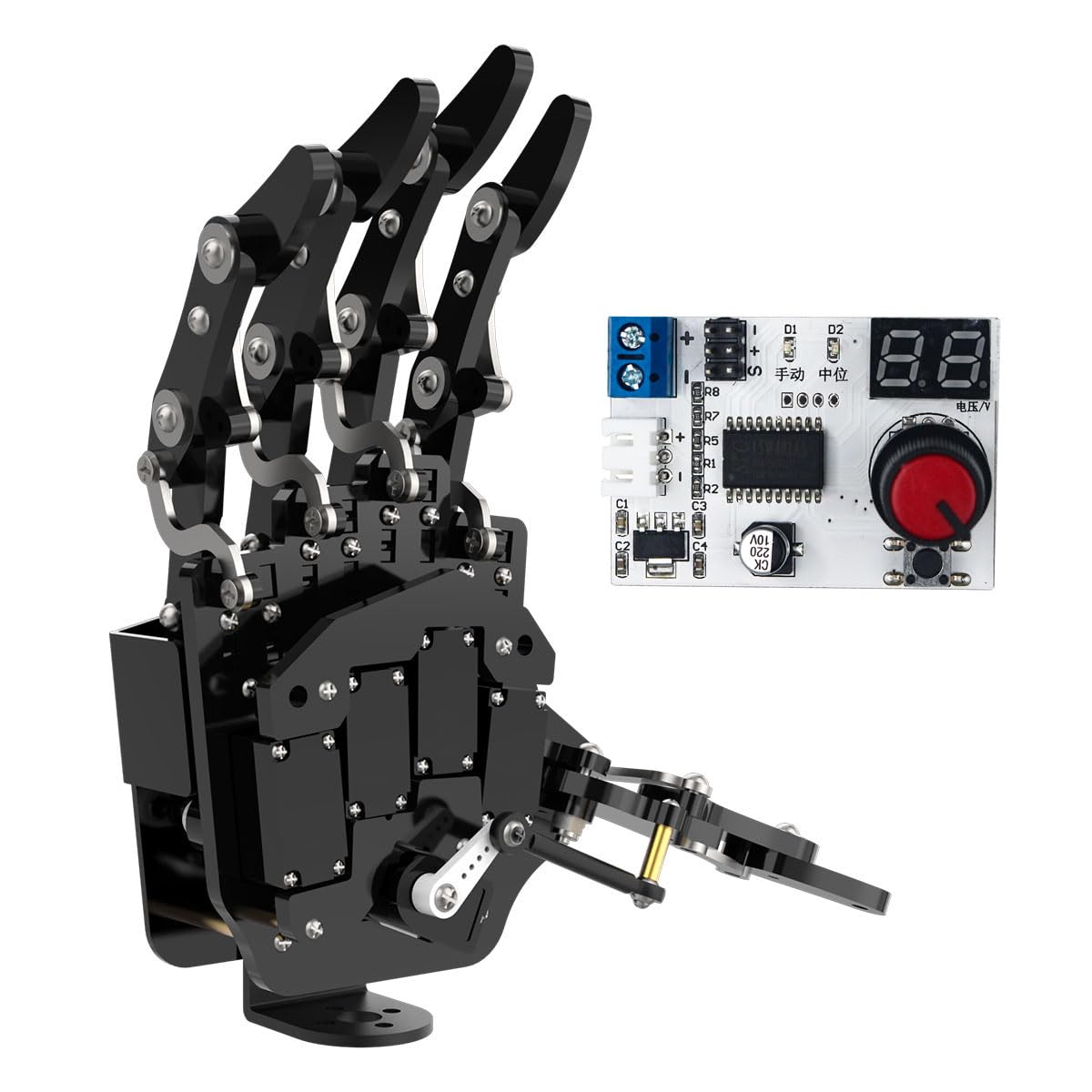 Robot Hand Five Fingers Solely Movement Bionic Robot Mechanical Arm DIY - Right Hand with Servo Tester