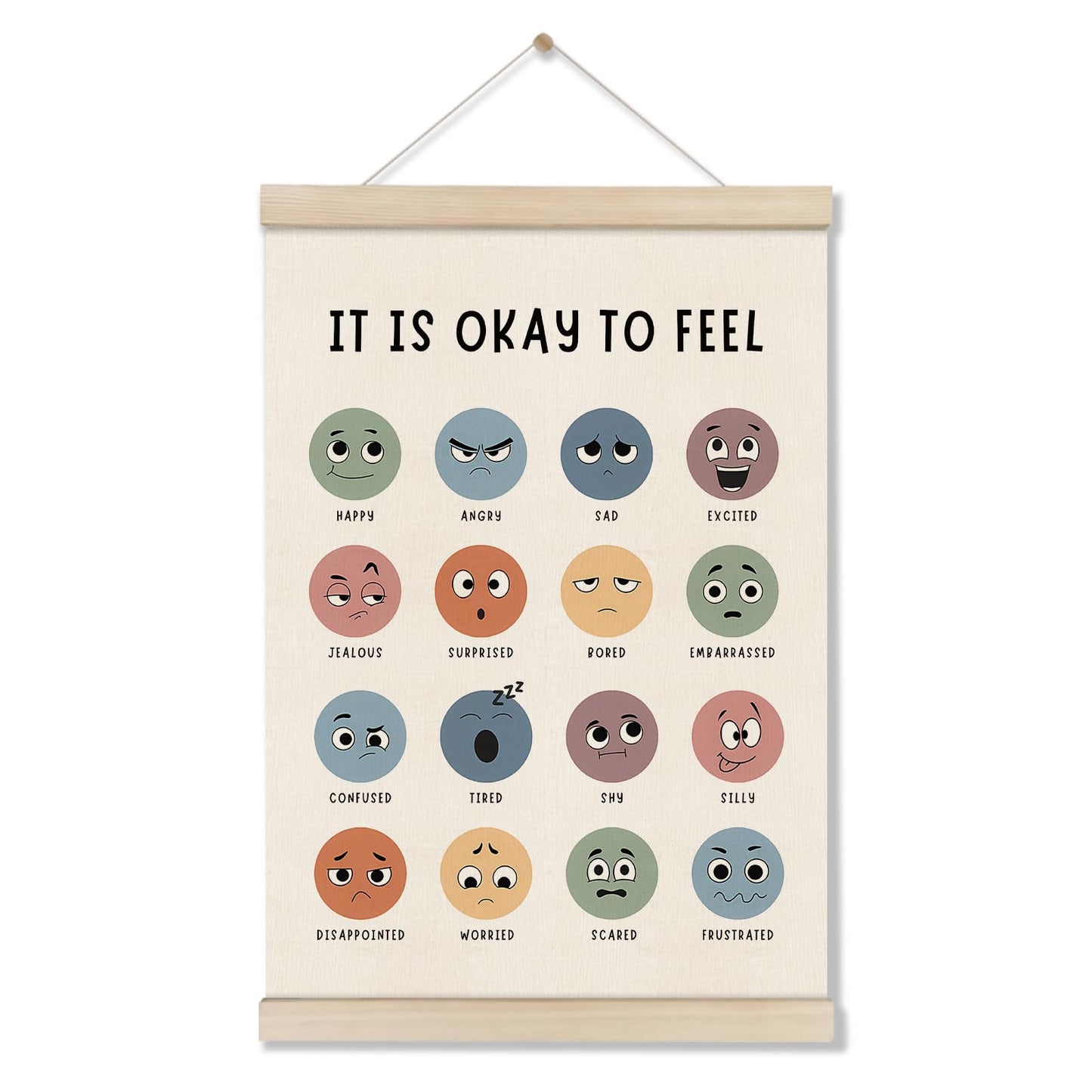 DOI-LANEE Feelings Chart, Calm Down Corner Mental Health Poster Hanger Frame, Emotions Poster Wall, Therapy Office Decor, Psychology Gifts, Homeschool, Preschool Classroom Decoration 16x12 Inch