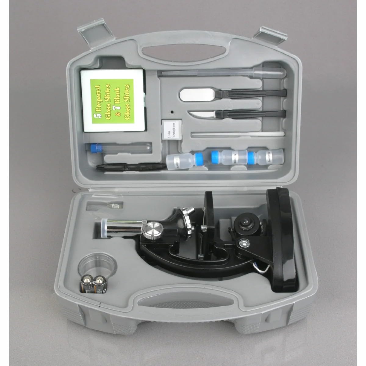AmScope M30-ABS-KT1-WM 120X-240X-300X-480X-600X-1200X Educational Metal Arm Kids Compound Microscope Kit + Book