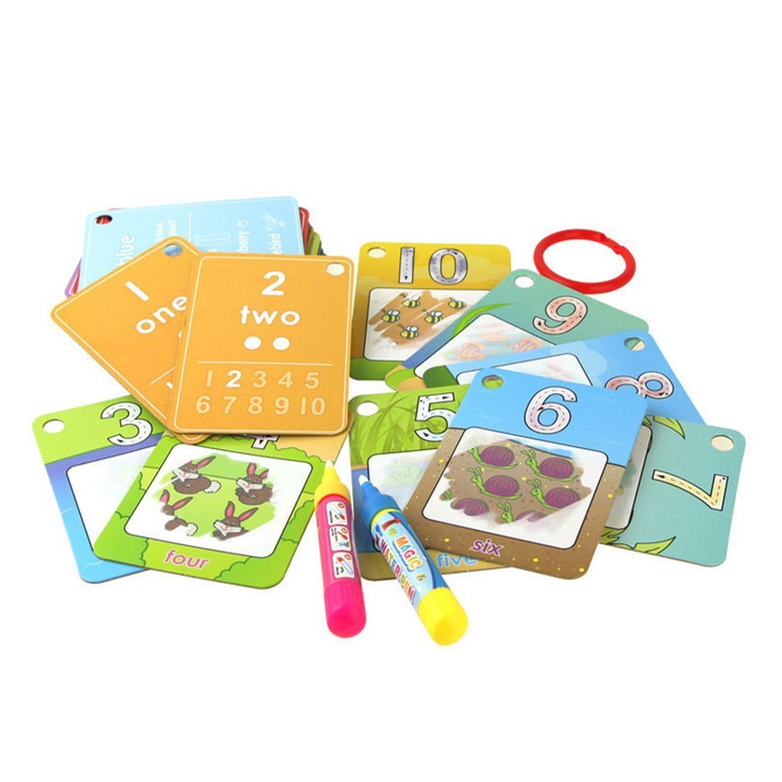 Coolplay Water Coloring Cards Learning Number Shape Color Toddler Girl Toy Water Paint Cards Airplane Activities for Kids Toy