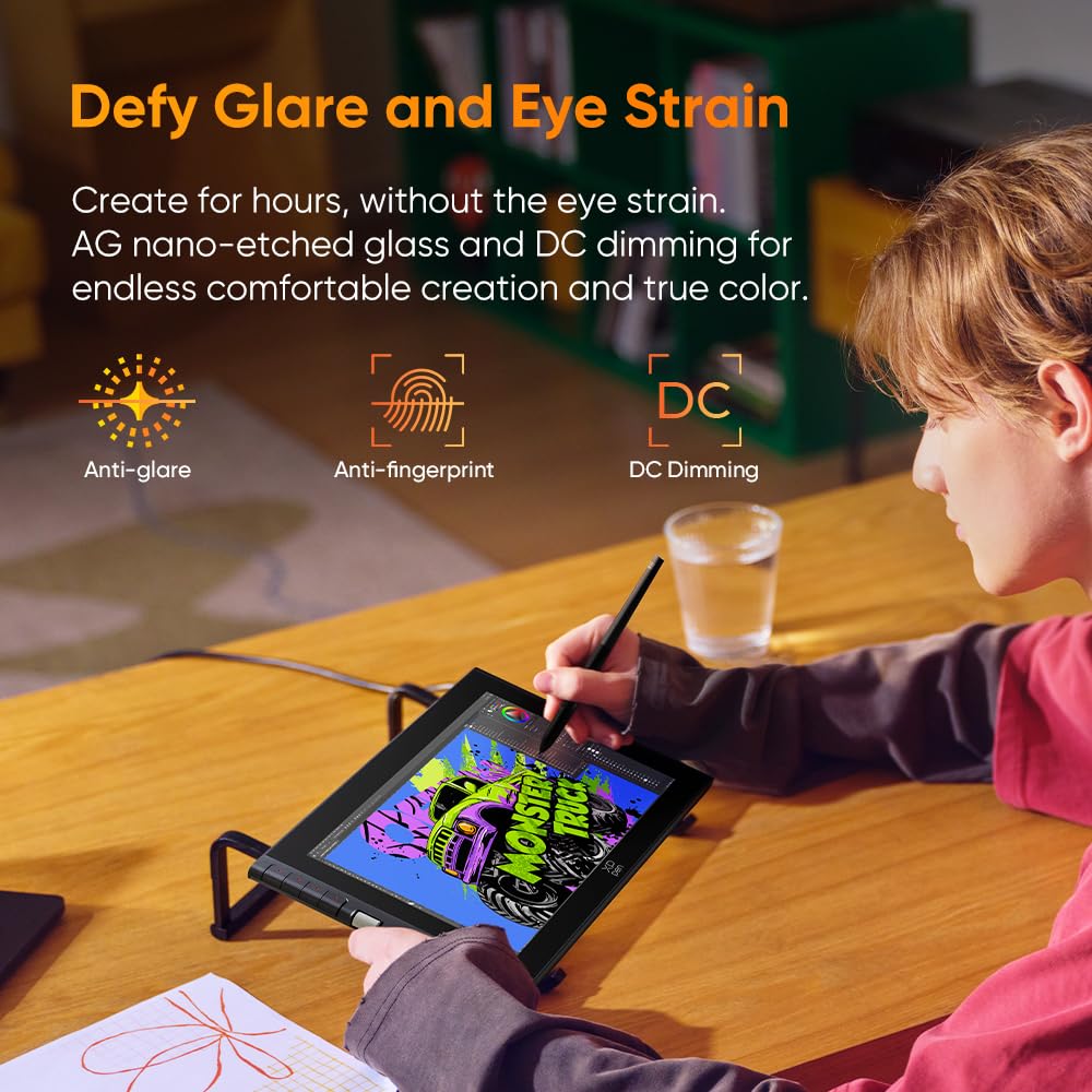 XPPen Artist 12 3rd 11.9" Drawing Tablet with Screen | X4 Pen 16K Pressure | Dial Wheels+8 Keys | AG Etched Glass Portable Art Drawing Tablet Compatible with Windows/macOS/Android/ChromeOS/Linux