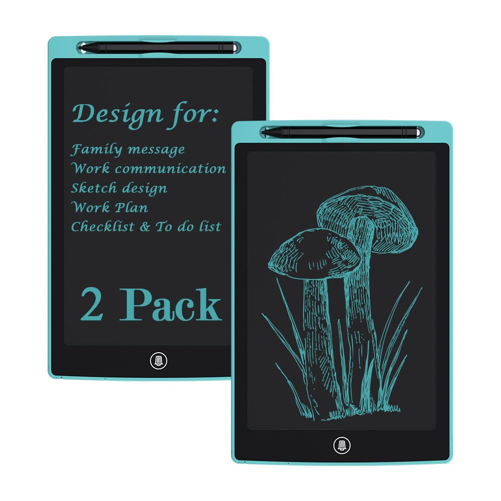 [2 Pack] [TIQUS] 10 Inch LCD Writing Tablet Pad Ewriter Electronic Board and MeMO Notes for and Adults at Home School and Office Thick Stylus Light Blue