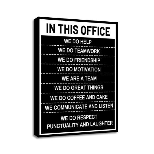 YSPCSUN Inspirational Posters for Office, In This Office Teamwork Quote Canvas Poster Single Panel Wall Decor for Home Office Classroom, Framed Canvas Art, 24x18inch