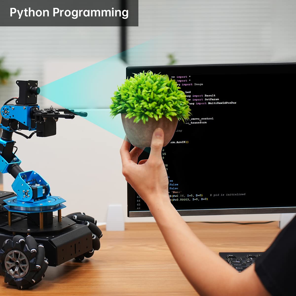 HIWONDER 6DOF Robot Arm Raspberry Pi 5 8GB AI Vision Robotic Arm Car with 4WD Mecanum Wheel Chassis DIY Robot ROS Open Source for Adults and Teens