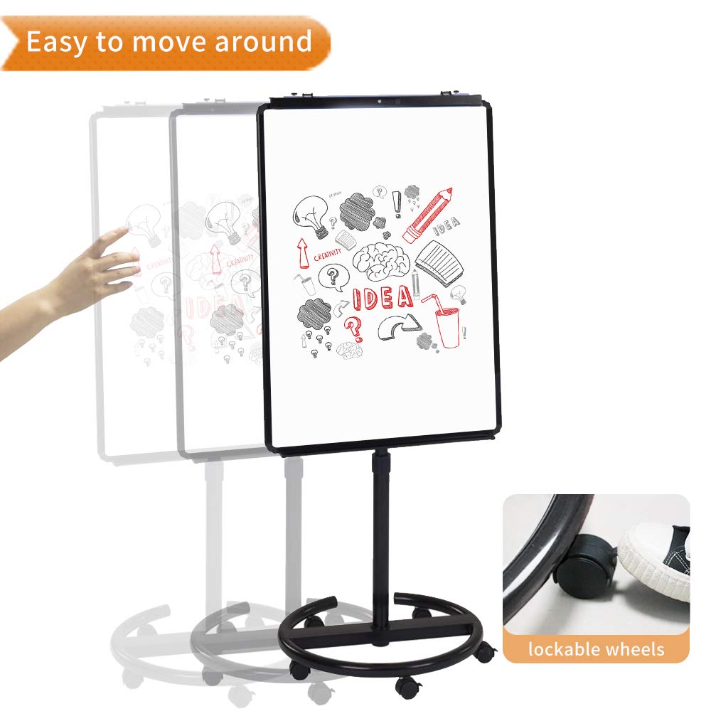 VIZ-PRO ECO Magnetic Mobile Whiteboard/Flipchart Easel, Black, 28 X 40 Inches