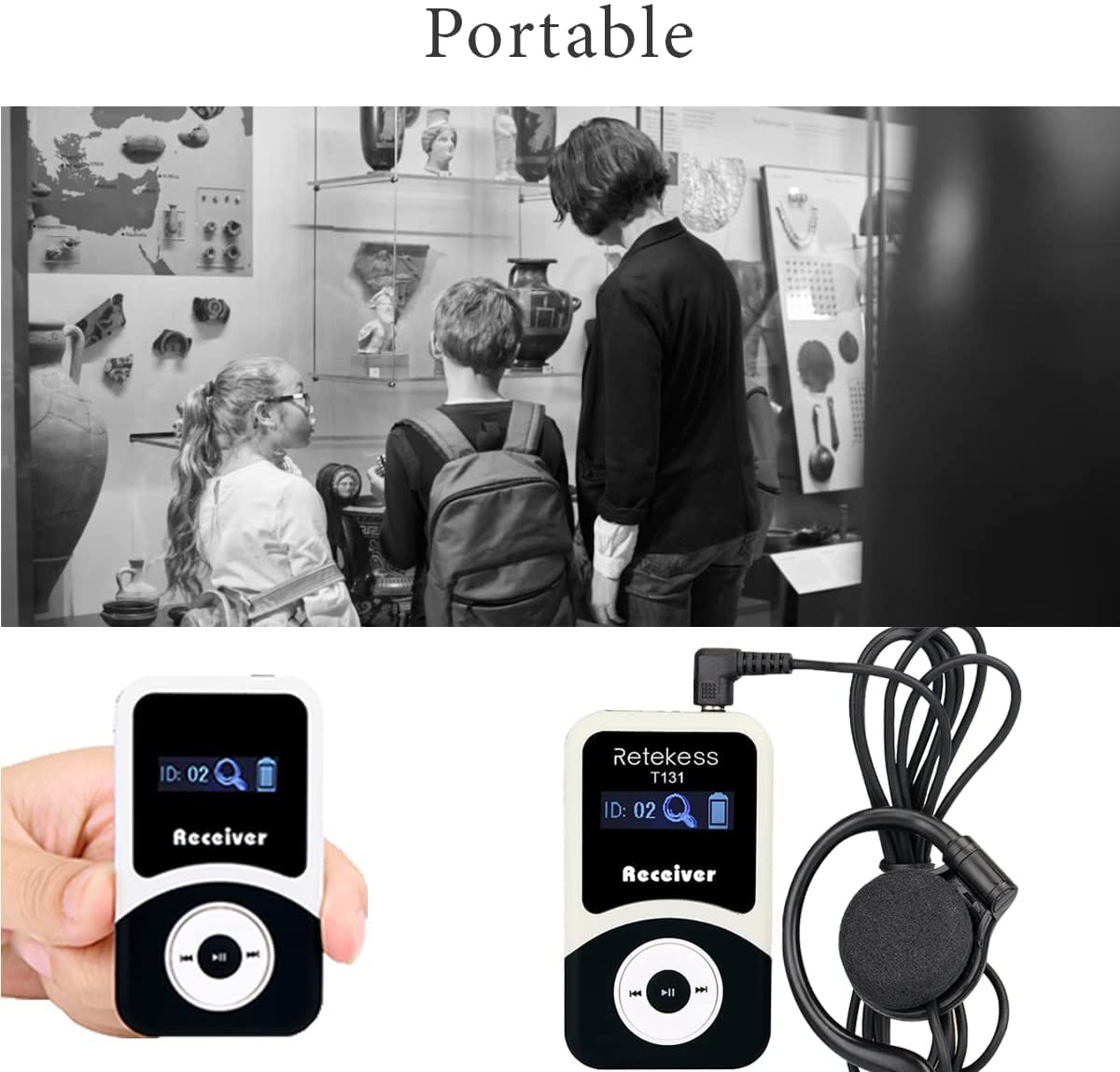 Retekess T130 Church Translation System, Tour Guide Audio System, High Sound Quality Reproduction, Walking Tour Headsets for Court,School (1 Transmitter 15 Receivers and 1 USB Charger)