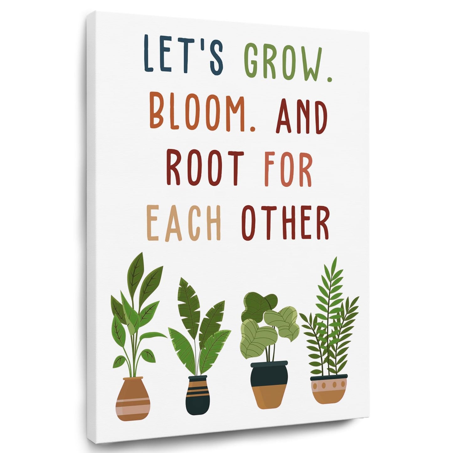 TAZSWDMM Boho Inspirational Classroom Framed Canvas Wall Art Posters, Let's Grow Root for Each Other Motivational Wall Art Prints for Classroom Kids Bedroom Playroom Decor, 11x14 Inch