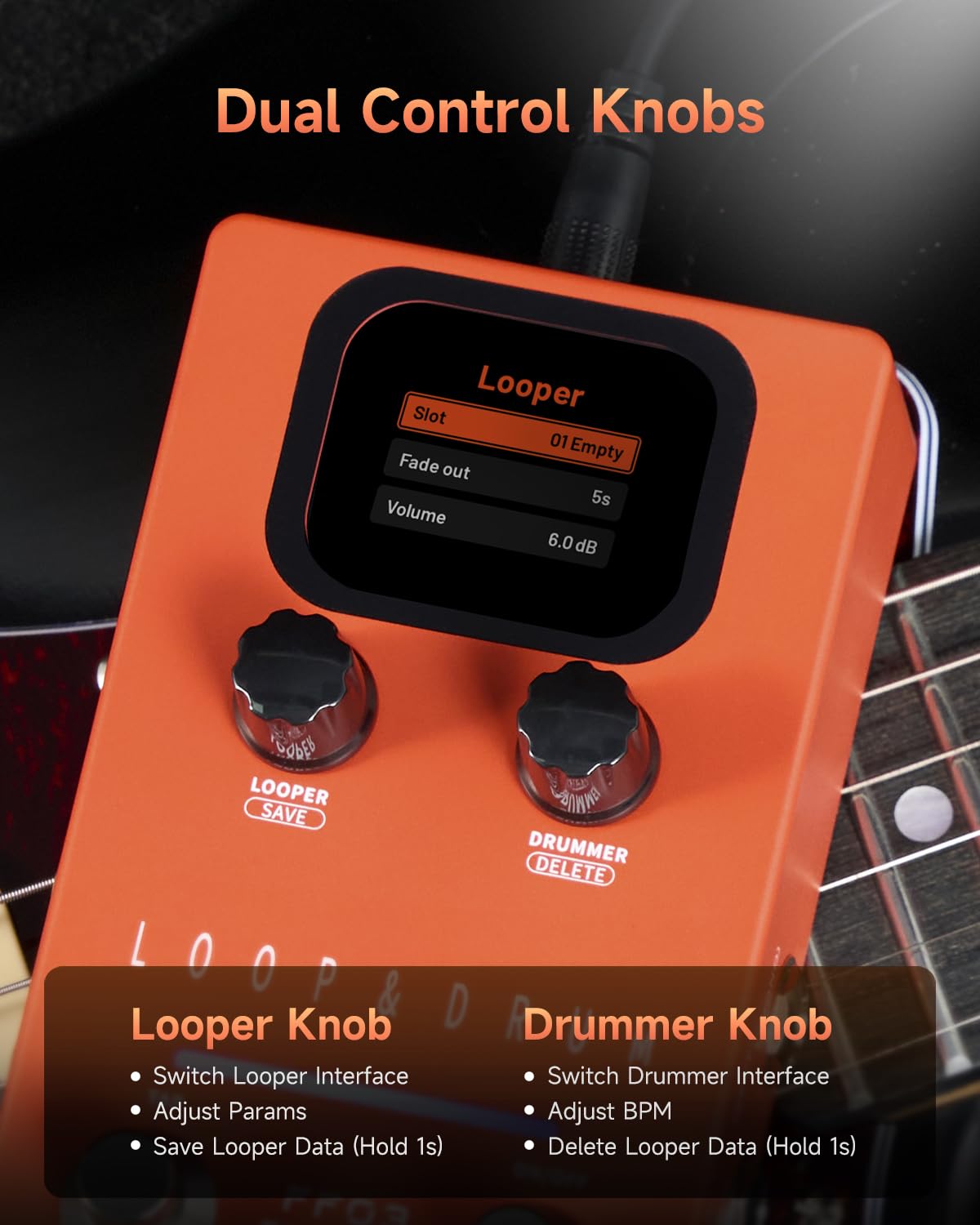 FLAMMA FF03 Looper Pedal Drum Machine, Drum Looper Guitar Pedal with LED Indicators, 160 Min Recording, 121 Drum Grooves, 40 Loop Slots, Undo/Redo, Fade Out, Sync Mode, USB & Headphone Out
