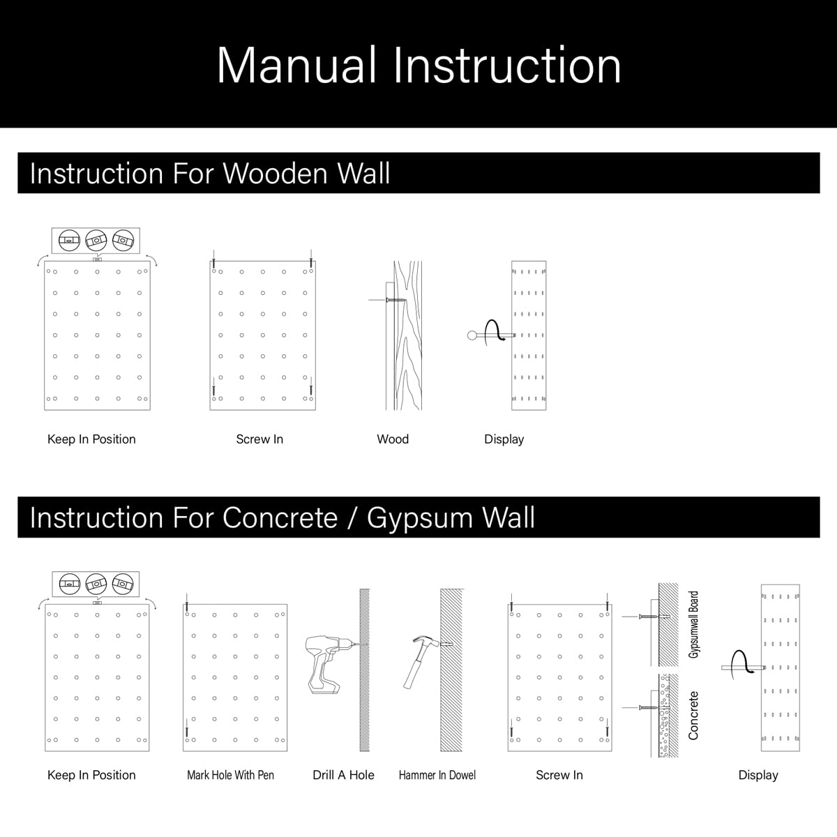 socalsunny Wood Pegboard Combination Wall Organizer Kit, Wooden Display Pegboard Panel Kits for Bedroom, Study, Office, Bathroom, 2 Pieces Pegboards and 15 Accessories