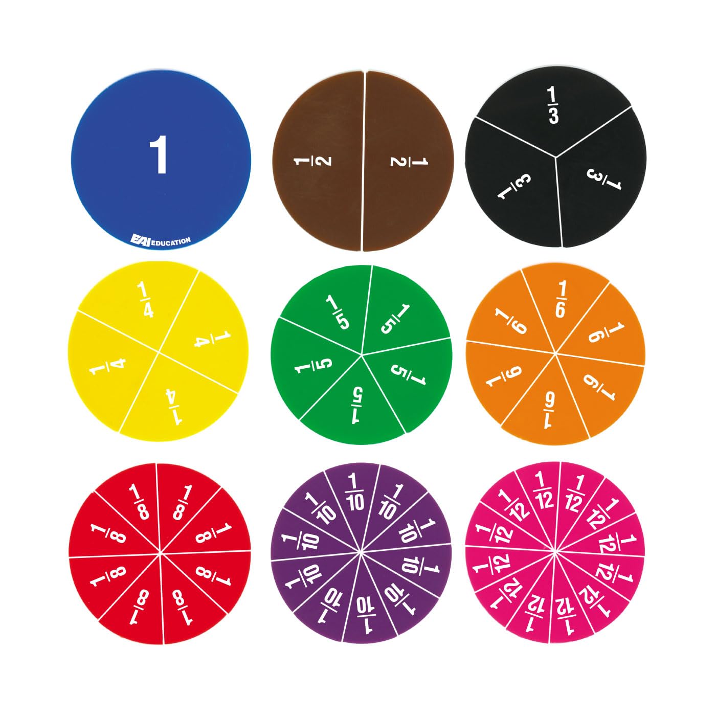 EAI Education Fraction Circles: Numbered - Set of 51