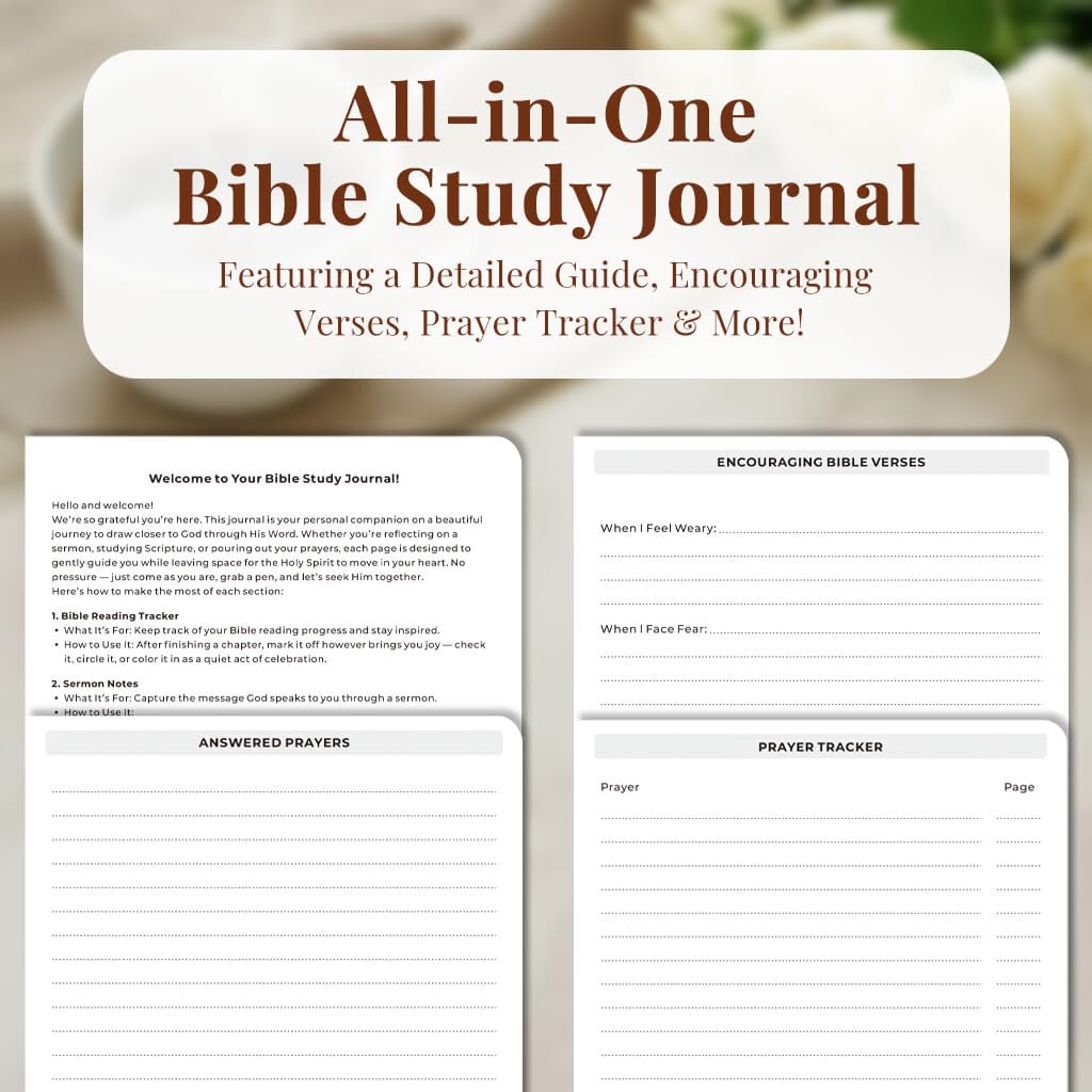 Bible Study Journal for Women – Guided Christian Notebook with Bible Reading Tracker, Prayer Prompts, Church Notes & Bible Study Supplies, Bible Journaling Kit, Beautiful Faith Gift for Her