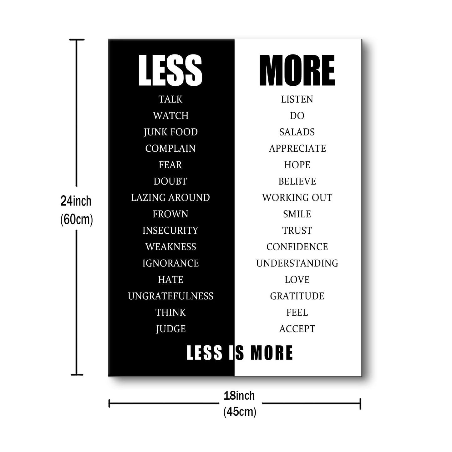 Inspirational Canvas Wall Art Less is More Motivationall Poster Print Positive Quotes Pictures Painting Artwork for Home Office Bedroom Living Room Wall Decor Ready to Hang [18''Wx24''H]