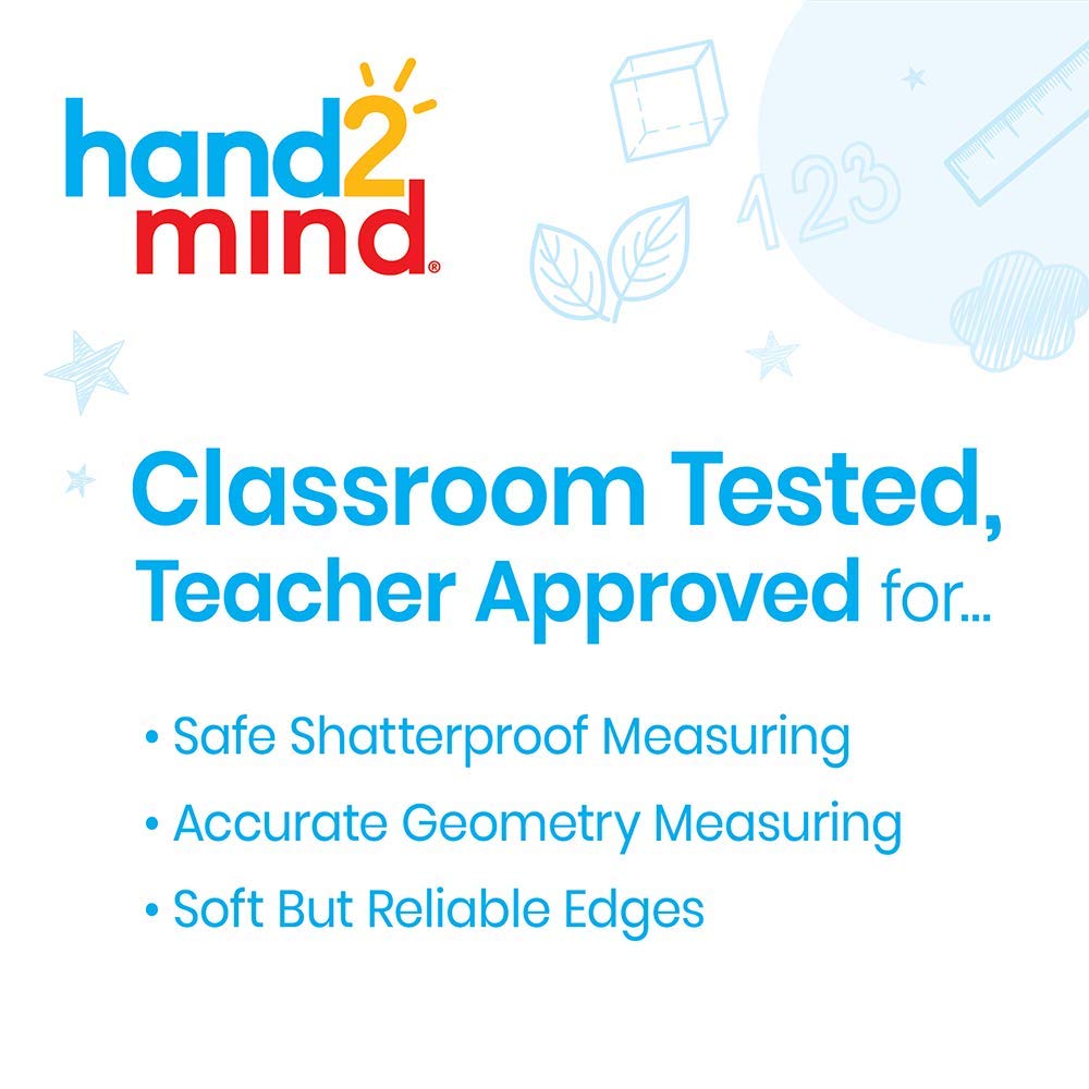 hand2mind Clear 4” Safe-T 360 Degree Protractor Set, Circle Protractor for School, Clear Plastic Protractor Ruler, Geometry Tools, Protractors Bulk for Classroom, Math Teacher Supplies (Set of 24)