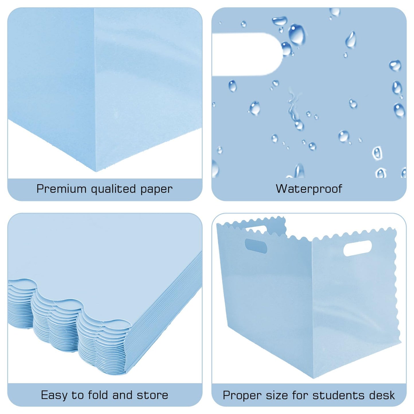 Whaline 24 Pcs Student Desk Privacy Boards Blue Classroom Desk Divider Shield Privacy Panel Folders Screen Partition for School Teacher Student Test Supplies