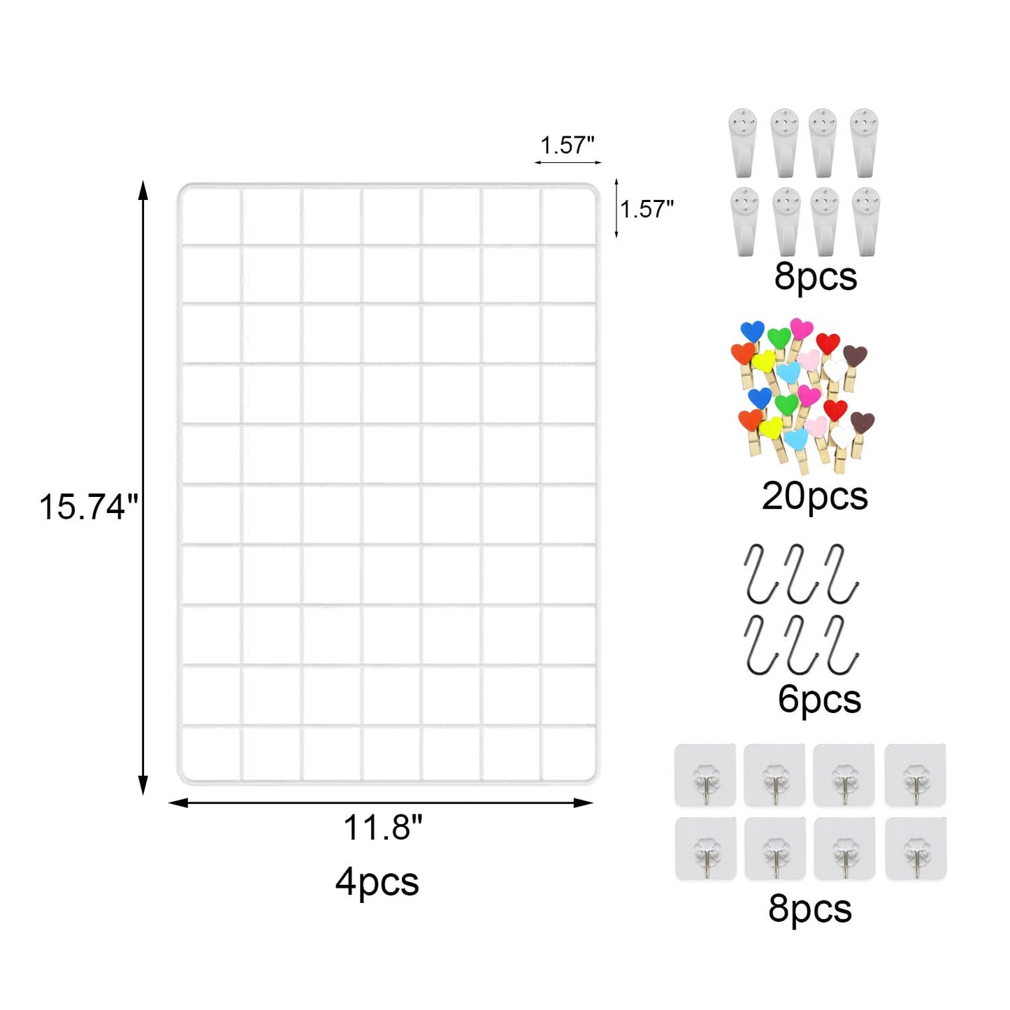 ZUOKEMY 4 Pieces Mounted Photo Grid Wall Grid Decorative Panels(white11.8 x15.7) for Living Room, Bedroom, Office, Study, Etc. Photo Memo Display Grid Panels