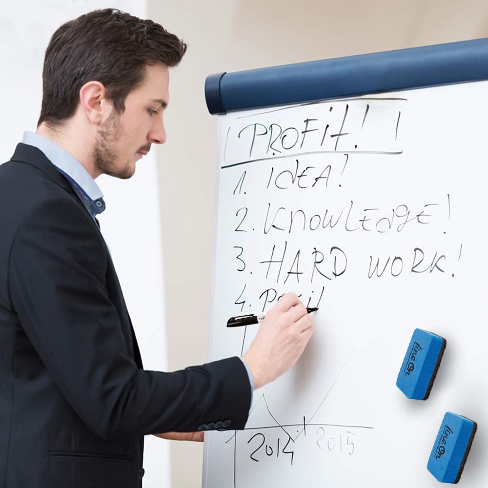 Dry Erase Markers, Lineon 60 Bluk Pack Black Whiteboard Markers with 2 Eraser, Fine Point Dry Erase Markers Perfect For Writing on Whiteboards, Dry-Erase Boards,Mirrors for School Office Home