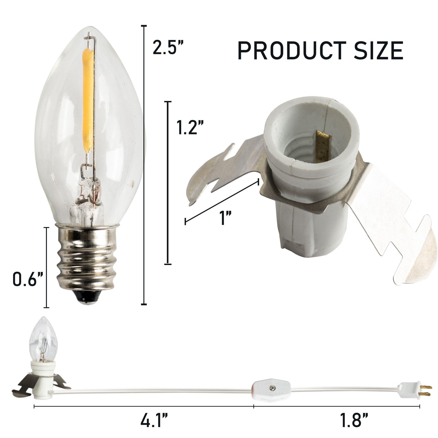 Dazzle Bright LED Accessory Cord with E12 Socket, 4 Pack, Warm White, Model 31001A-09