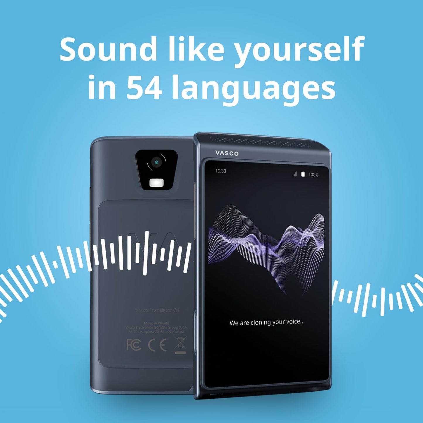 Vasco Translator Q1 | AI Voice Cloning Language Translator Device | 113 Languages | Free Lifetime Internet in Nearly 200 Countries | Mystic Plum