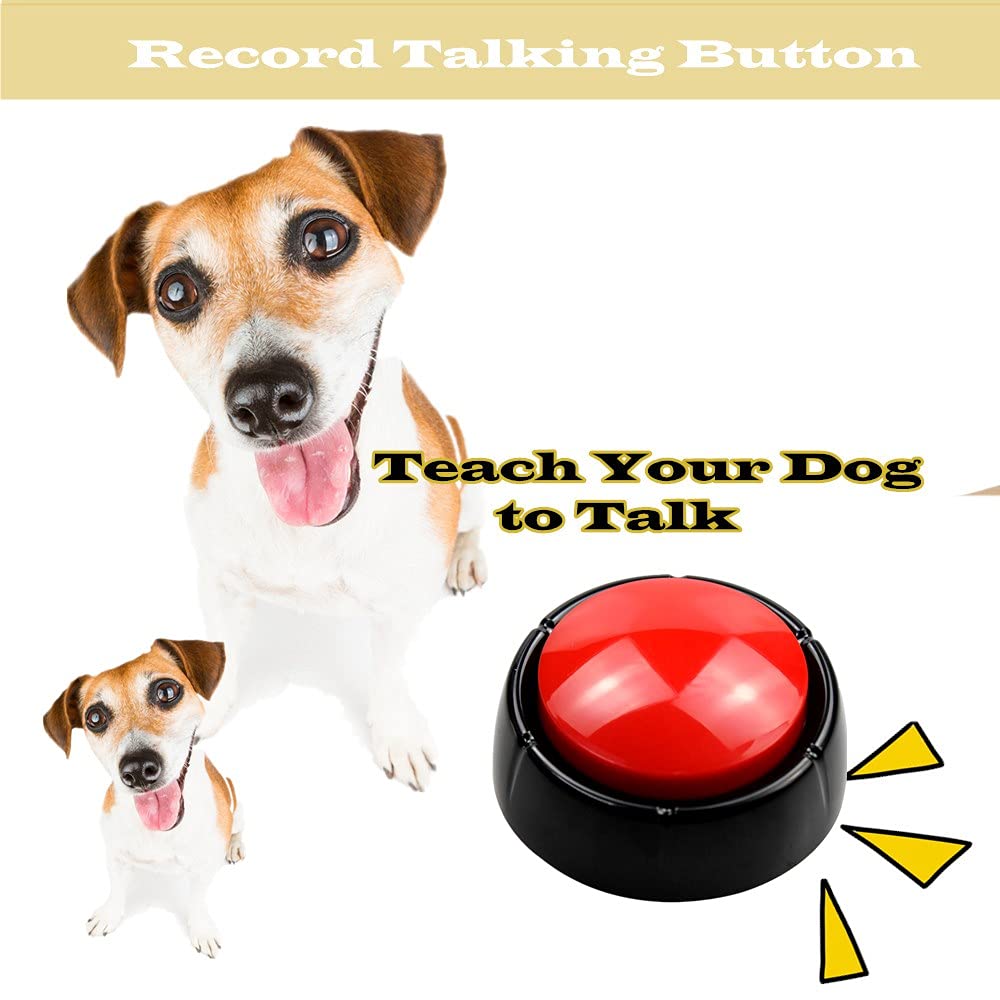 Recordable Button Easy Button Record Talking Button Sound Button 30 Seconds Dog Buttons for Communication Pet Training Buzzer, Funny Gift for Study Office Home (Red)
