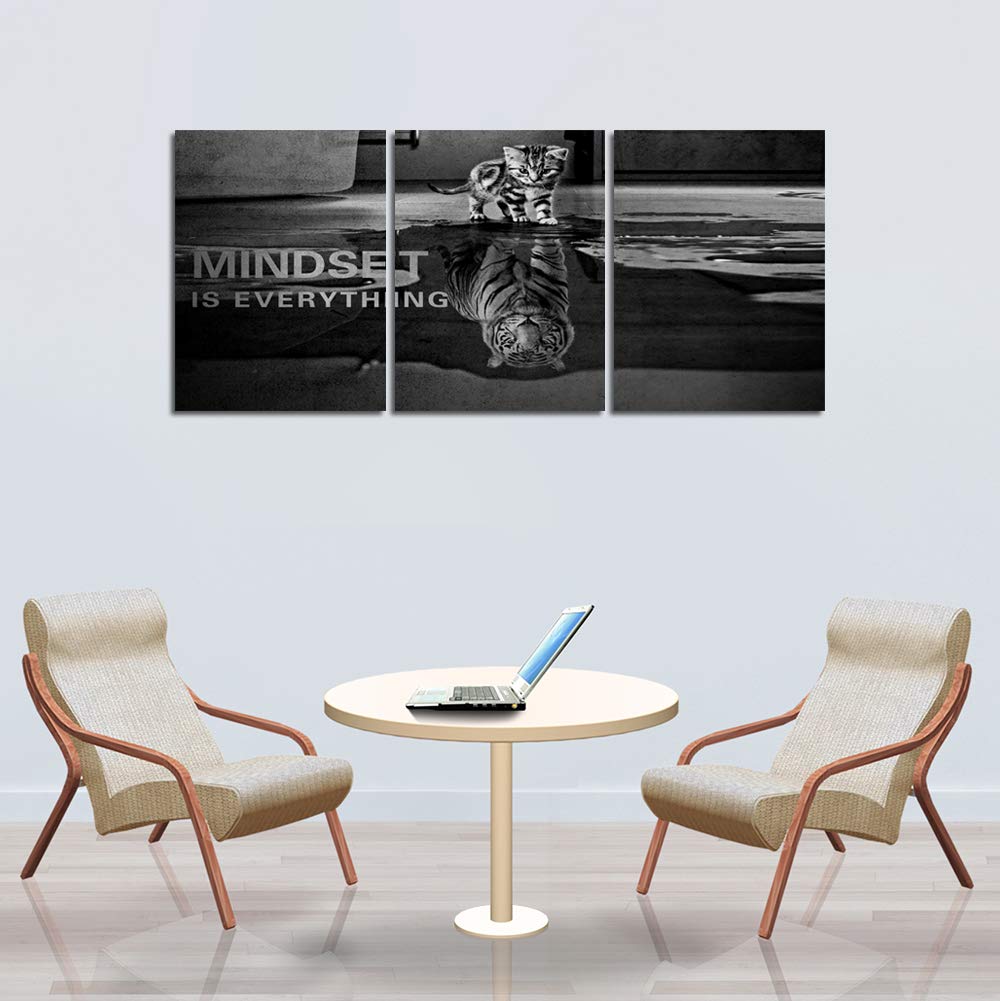 Wall Art Motivational Posters Inspirational Entrepreneur Positive Quotes Canvas Prints 3 Panels Painting Picture Wooden Framed Artwork Living Room Office Wall Decor-36 W x 16" H