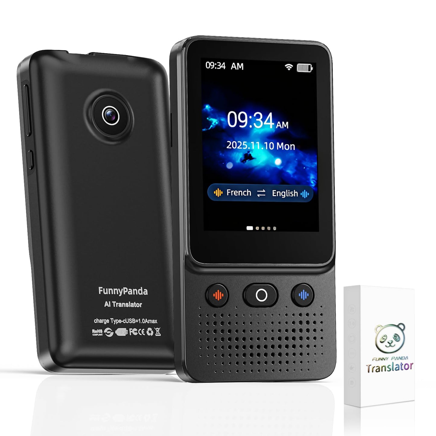 Ai Language Translator Device, 2025 Instant Voice Translator Device T21 Wi-Fi Available, Two-Way 138 Languages Ai Translator Offline Recording Photo Translation Device for Business Travel Study