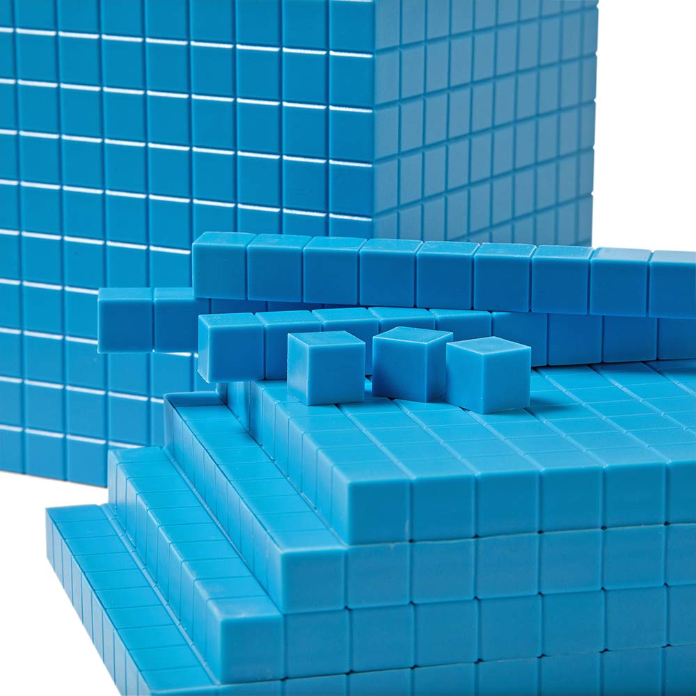 hand2mind Blue Plastic Base Ten Blocks Complete Set, Place Value Blocks, Counting Cubes for Kids Math, Base Ten Blocks Classroom Set, Math Blocks Kindergarten, Base 10 Math Manipulatives (Set of 644)