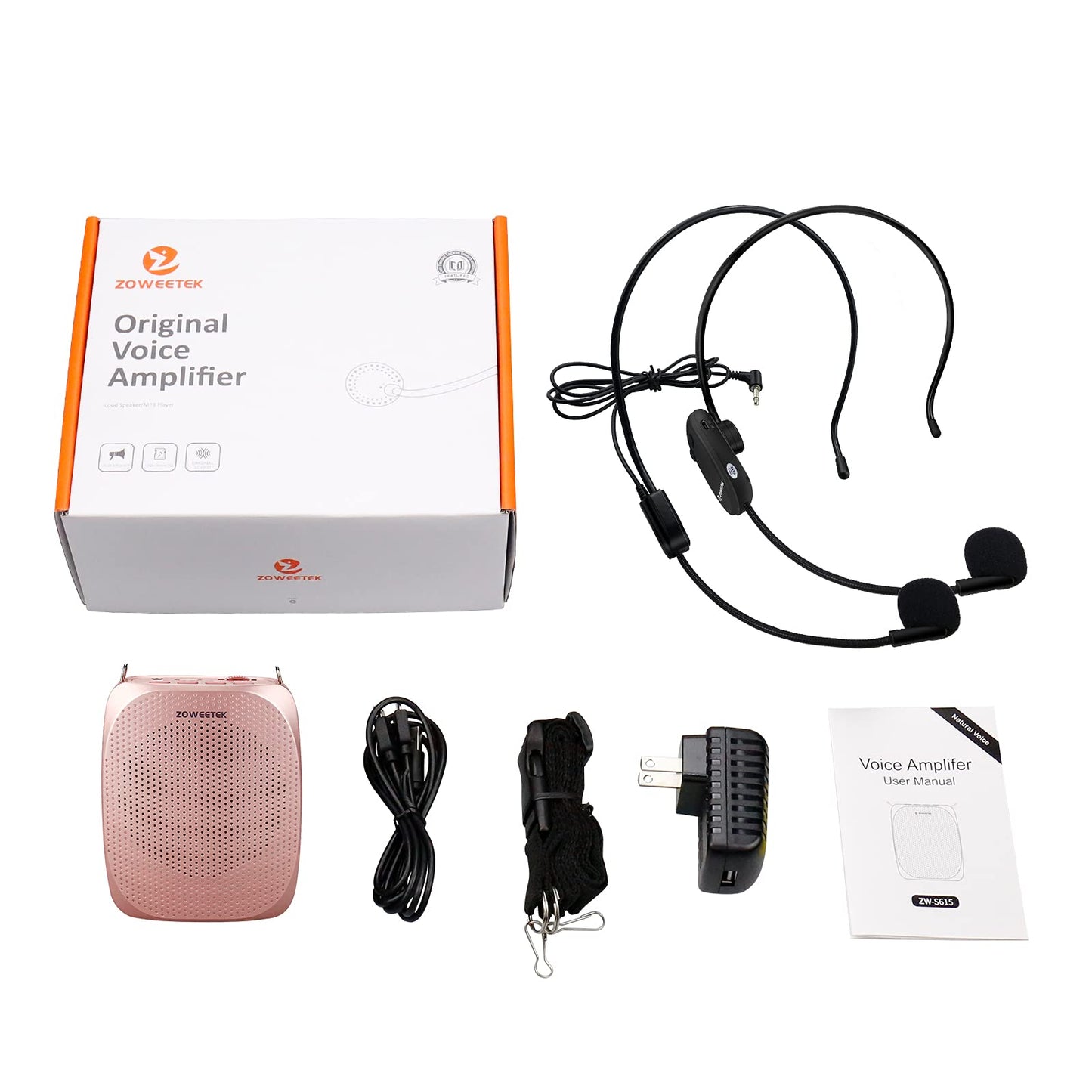 ZOWEETEK Wireless Voice Amplifier for Teachers with 2 Microphone, Original Voice Amplifier Wireless Microphone, Portable Speaker megaphone for Classroom, Training, Meeting, Instructors, Coaches, Games