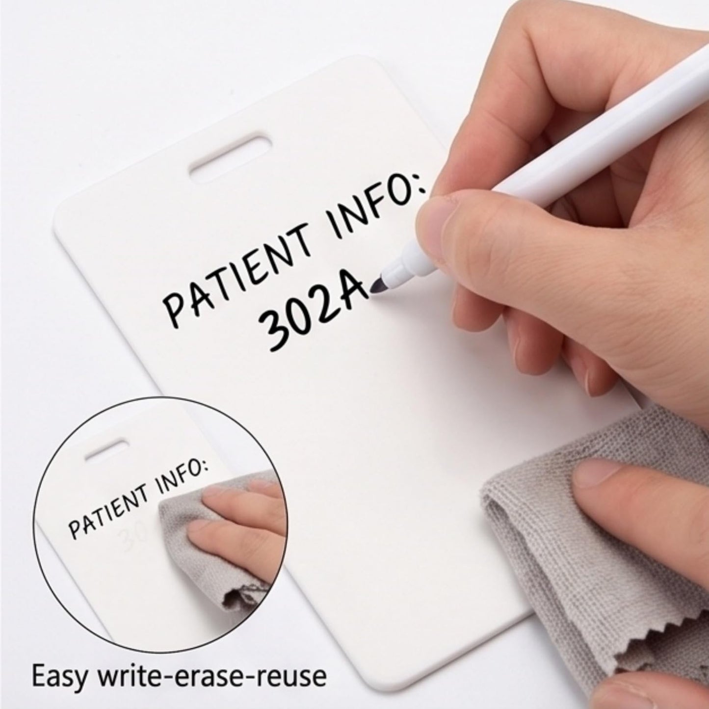 4Pcs Vertical Erasable Badge Note, Reusable Silicone Erasable Notepad Badge Set, Mini Whiteboard Clipboard for Nurses Doctors Teachers Caregivers
