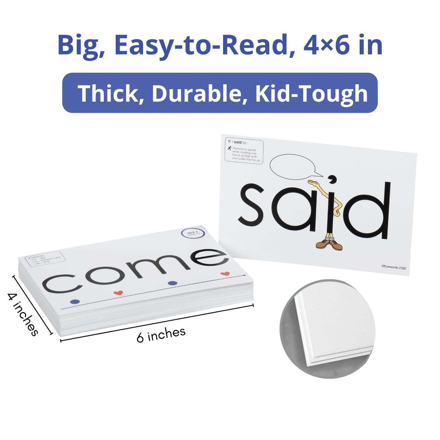 Eyewords Sight Word Flash Cards with Sound Mapping & Phonics, Set 1 (High-Frequency Words 1–50) - Picture-Embedded, Multisensory Learning for Pre K - Grade 3 - Homeschool & Classroom Use - Model EW-25