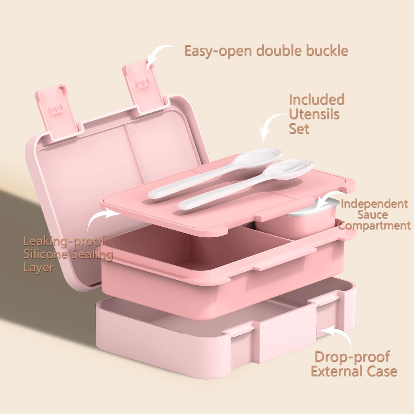 Similove Backpack for Girls with Bento Box - 4PCS Girls Backpack for Kindergarten Elementary Middle High School Travel - 34oz Leakproof Lunch Containers Kids Backpacks Back to School Gift (Pink)