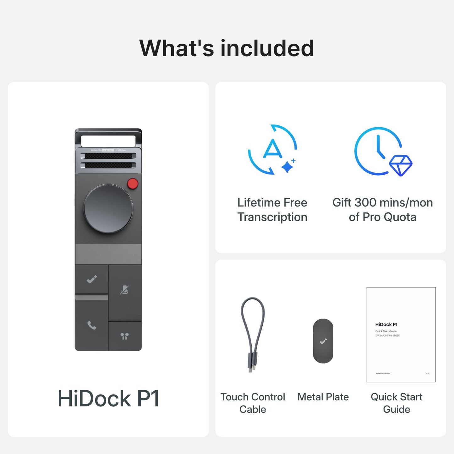 HiDock P1 AI Voice Recorder Work with Bluetooth Earbuds: BlueCatch Tech Smart Voice Recorder with Playback AI Transcriber Summarize for Lectures Meeting Notes Voice Activated Recorder 64GB(Star White)