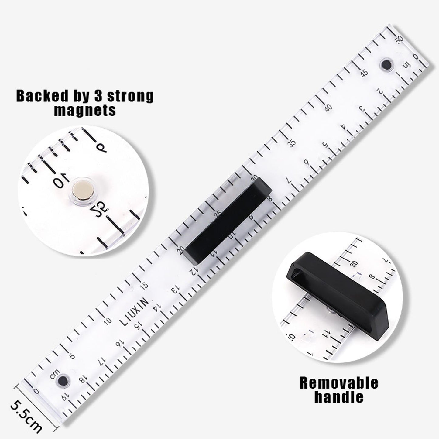 Magnetic Geometry Tool, Protractor, Triangle Rulers Easy Attachment Blackboard Measurement Kit, Teacher Board Protractor Multi-Purpose Kit Large (Transparent-2pc)