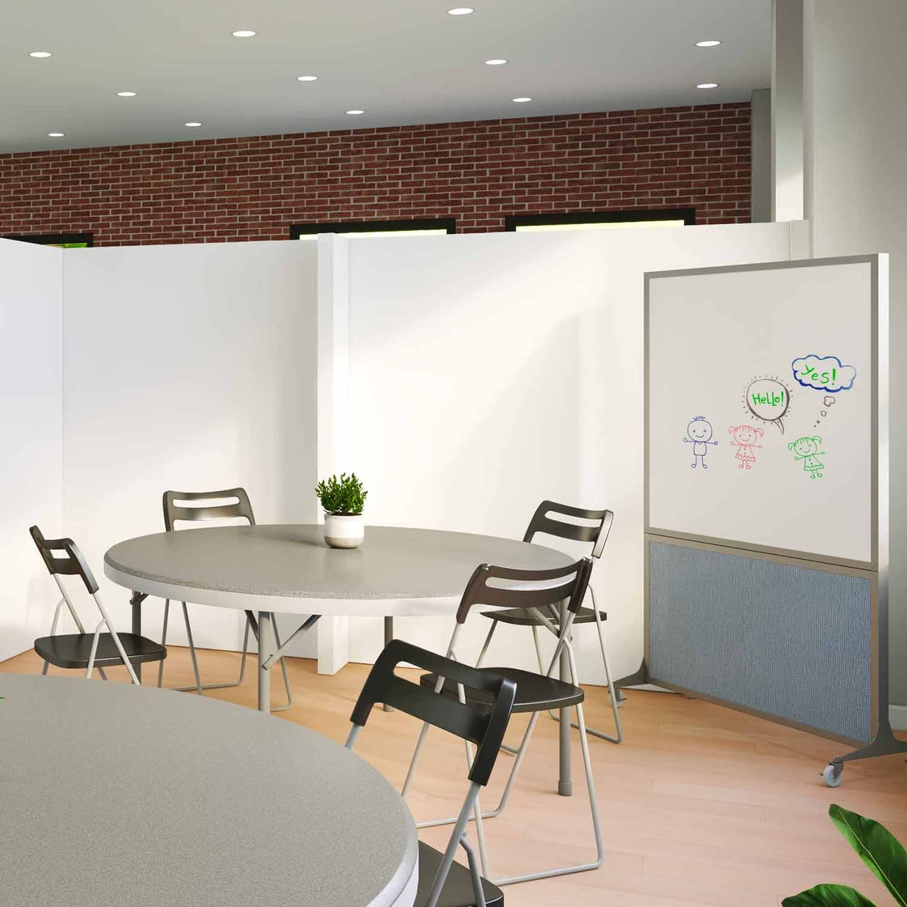DivideWrite Mobile Whiteboard | Double Sided Dry Erase Board | Portable Office Cubicle Partition | Display for Classrooms, Conference Rooms, Meeting Areas and More | Ocean Fabric 4' Wide X 6' Tall