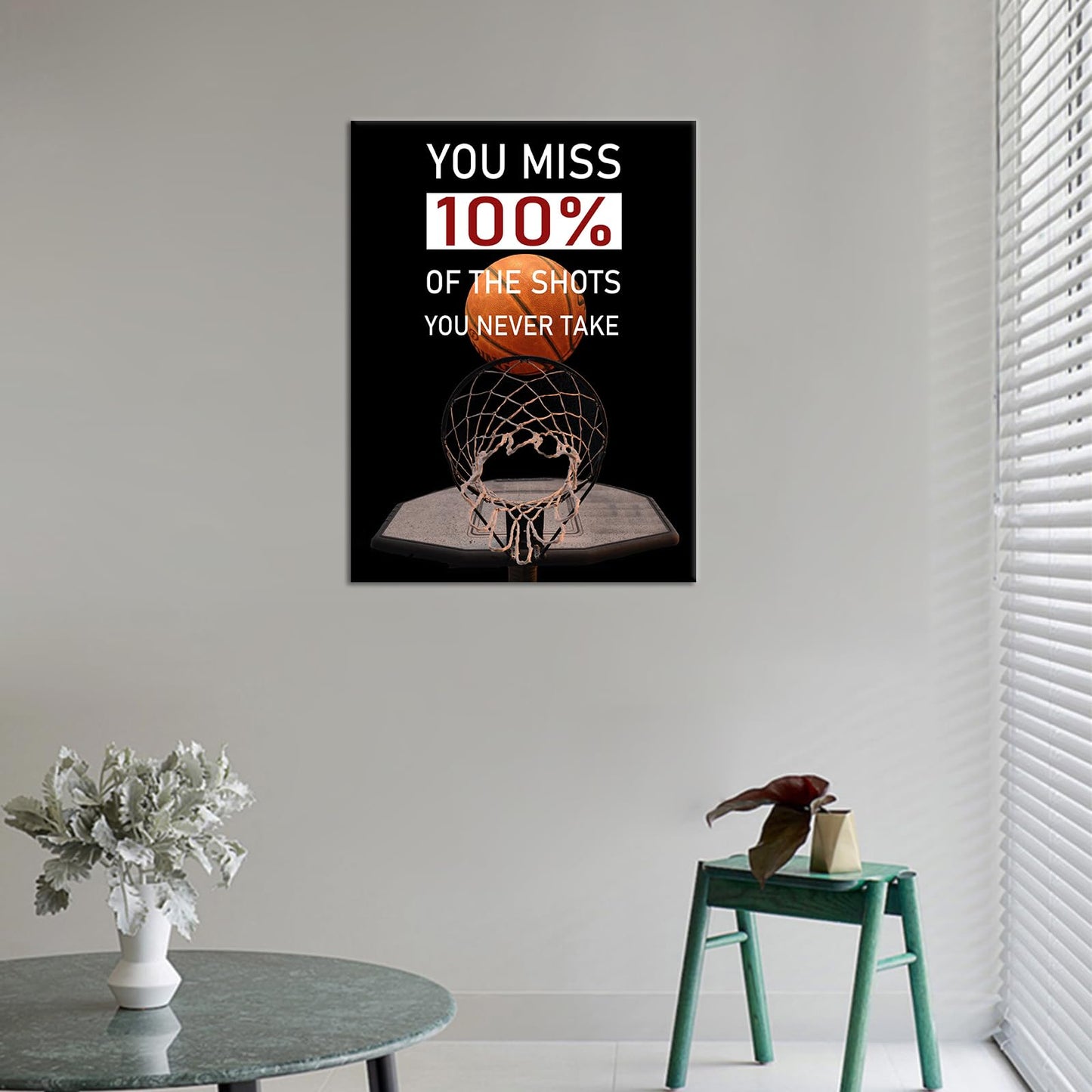 YSPCSUN Inspirational Basketball Quote Wall Decor You Miss 100% Of The Shots You Never Take Canvas Prints Framed Motivational Sports Poster For Home Gym Office Classroom Workout Room 24x18 Inch Art