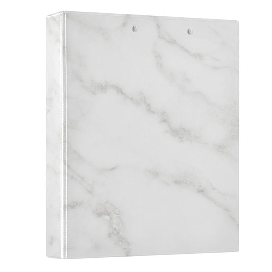 Marble Round Ring Binders 1.5 Inch White 3 Ring Clipboard Binder for Office School Work Supplies File Folder Document 200 Sheet Capacity Easy Open