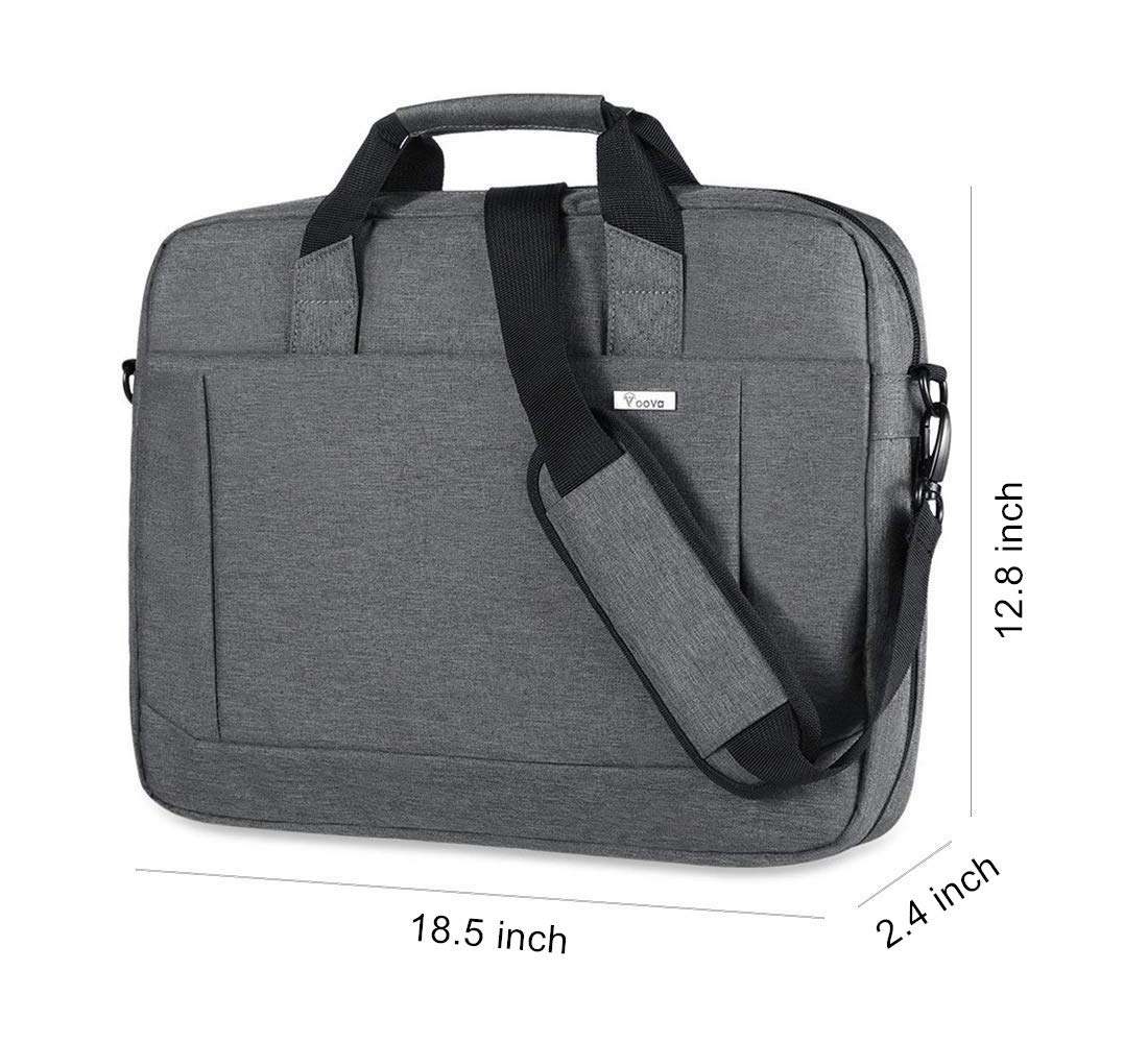 Voova Laptop Bag Case 17 17.3 Inch Computer Sleeve Messenger Bag with Shoulder Strap Expandable Waterproof Large Capacity Business Briefcase for Work Travel Fit 17-18” Laptop, Men Women, Gray