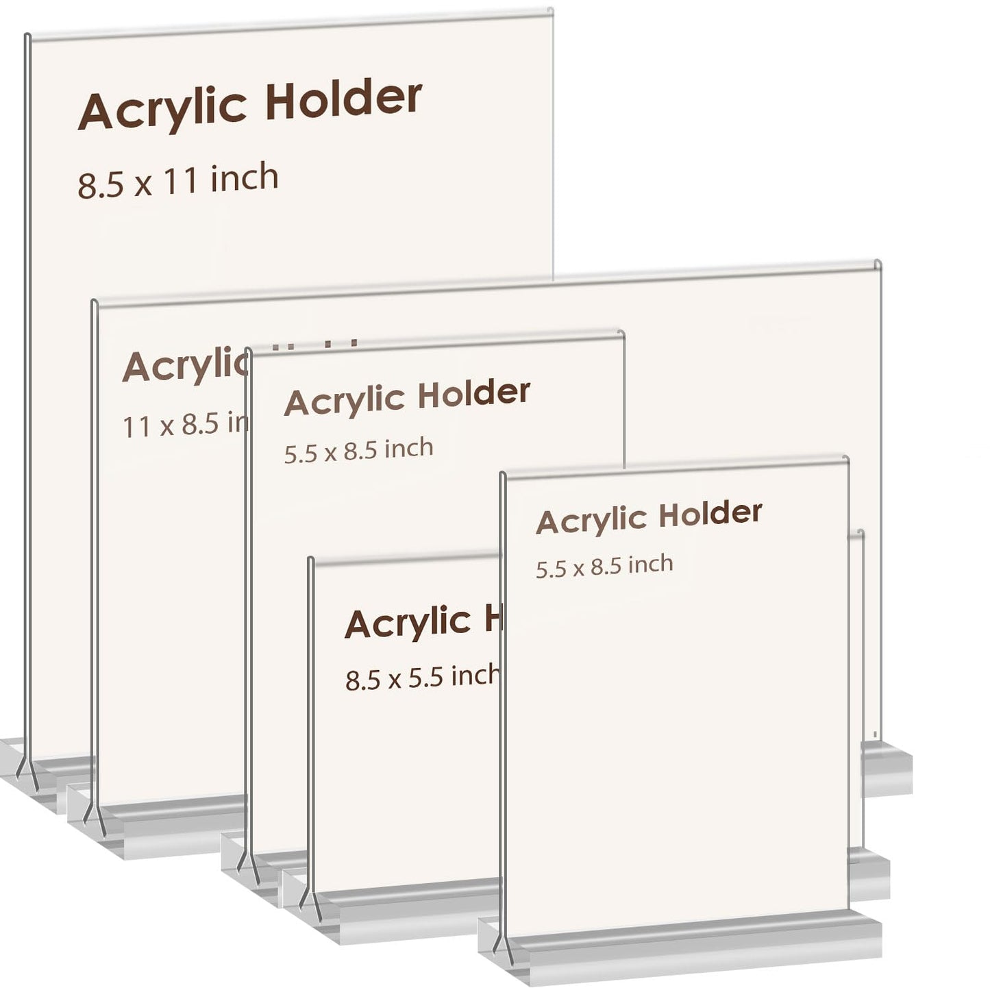 newnewshow Acrylic Sign Holder 8.5x5.5 Inch 3 Pack Horizontal T Shape Double-Sided Desktop Display Holder. (Optional 8.5x11 8.5x5.5 5x7 Horizontal and Vertical)