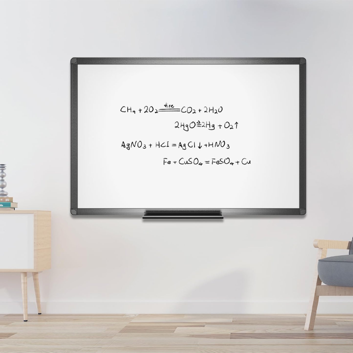 VIZ-PRO Magnetic Whiteboard/Dry Erase Board with Black Aluminium Frame, 48 X 24 Inches, Includes 1 Eraser & 2 Markers & 4 Magnets