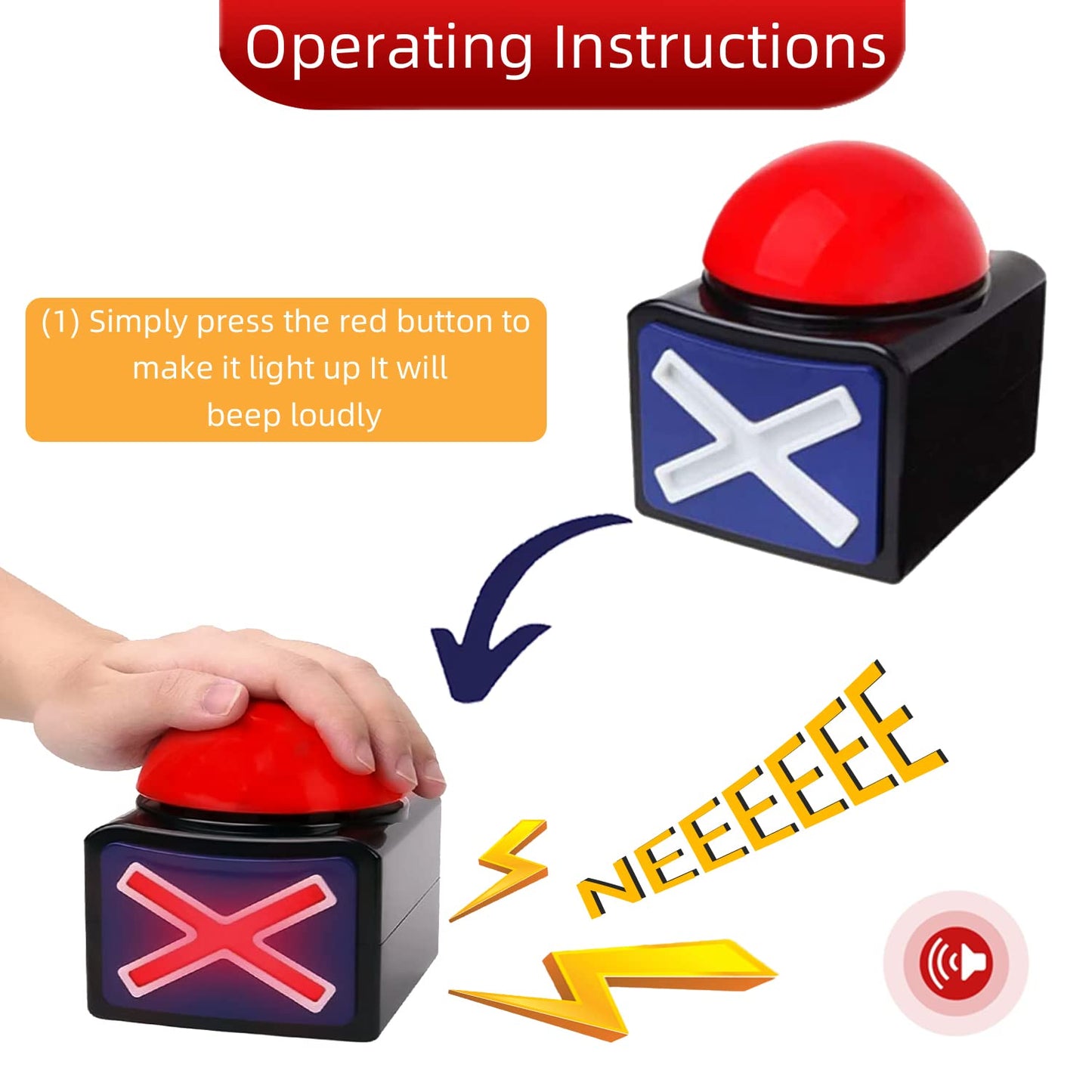 MMGGAISH 2 Pieces with Lights and Alarms Game Show Button Box, Party Competition Props gameshow Buzzer, Answer Buzzer for Game Shows, Trivia Quiz Master Buzzer for Family Competition Games