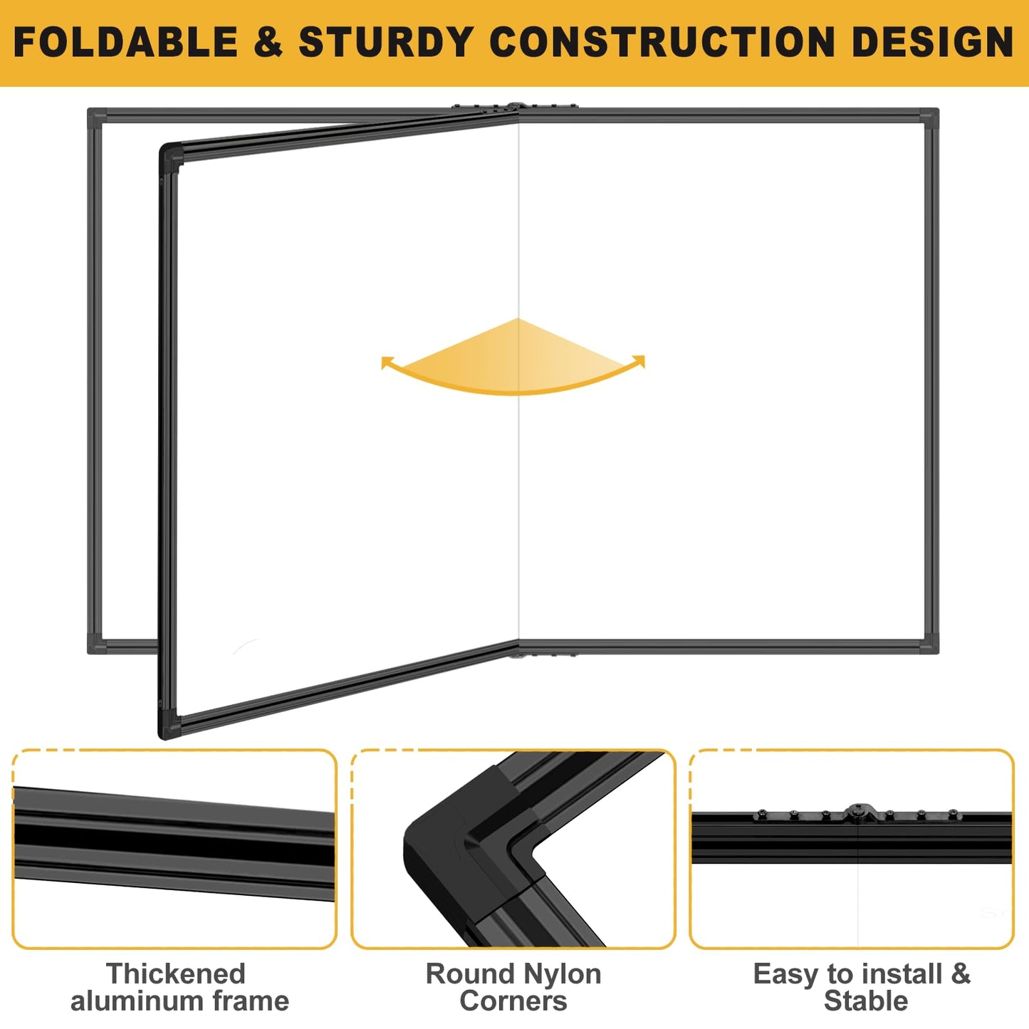 Offi-eqp 60"X40" Large Magnetic Whiteboard for Wall - Non-Glare Coated Surface, Heavy-Duty Hanging Dry Erase Board with Black Aluminum Frame for Office, Classroom & Home (Full Accessory Kit Included)