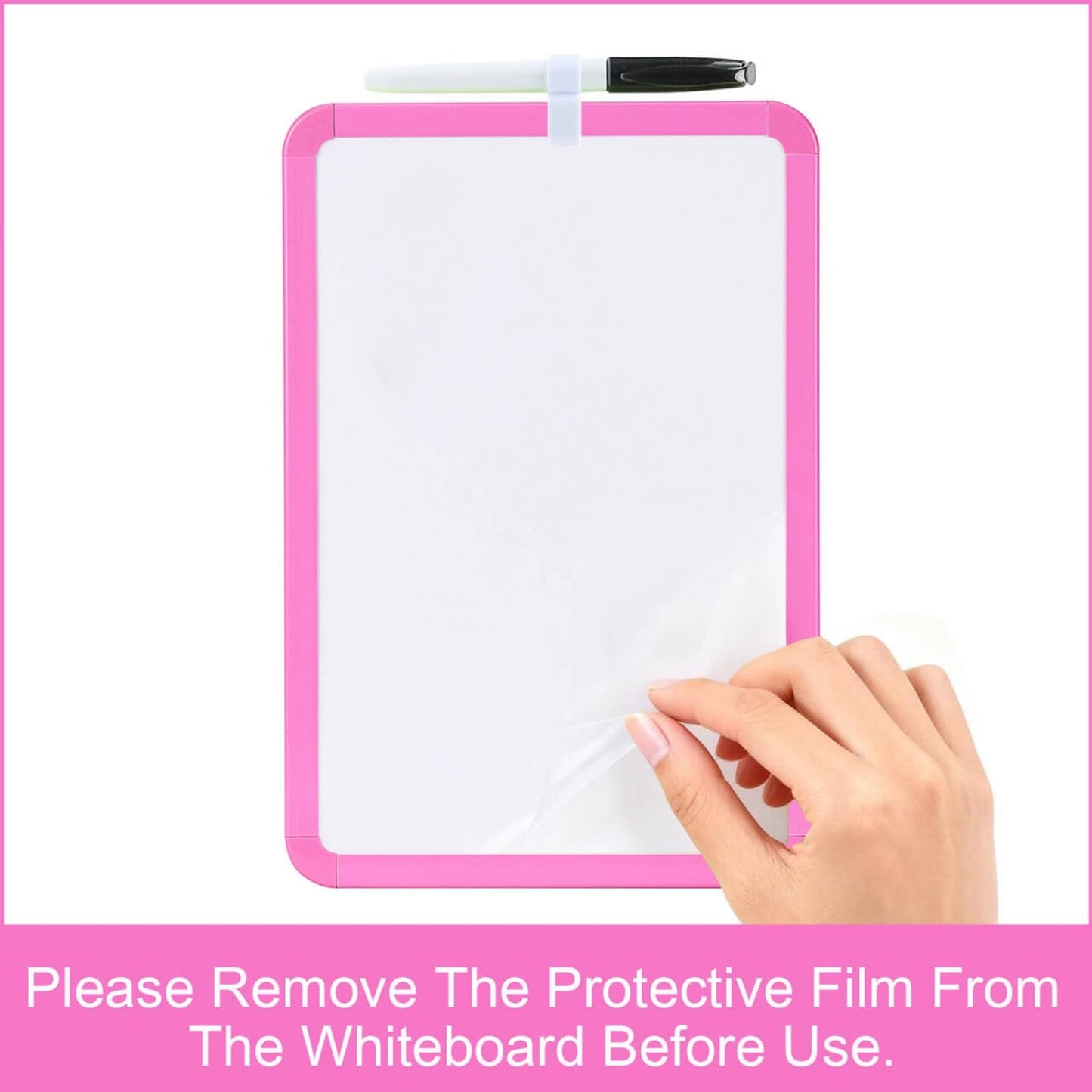 MXG Double Sided Pink Dry Erase Board, 8x12 Inch Small White Board with Marker & Eraser for Desk, Wall, Fridge, Portable Mini Whiteboard for Office, School, Coaches, Students, Kitchen