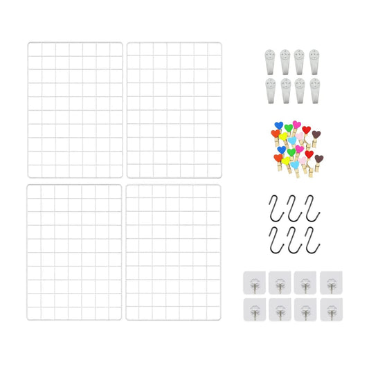 ZUOKEMY 4 Pieces Mounted Photo Grid Wall Grid Decorative Panels(white11.8 x15.7) for Living Room, Bedroom, Office, Study, Etc. Photo Memo Display Grid Panels