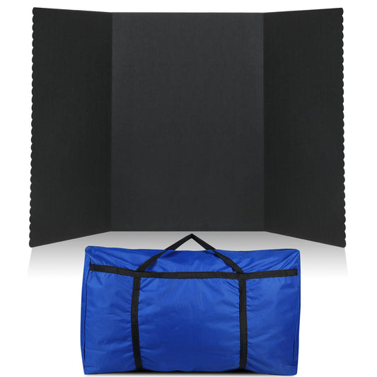 Paterr Trifold Poster Board with Storage Bag, Hook and Loop Fabric, Foldable 3 Panel Presentation Board for Science Fair and Exhibitions(Black,72 x 36 Inch)